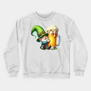 St Patricks Day Gnome Drinking Beer Crewneck Sweatshirt